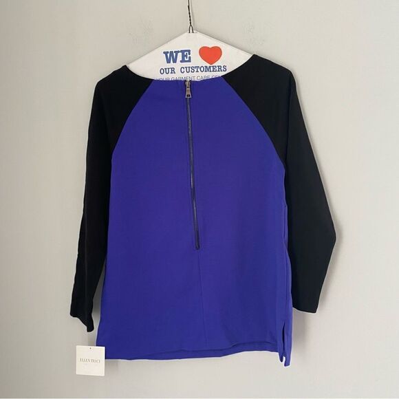 Ellen Tracy Women’s Color Block Long Sleeve Boat Neck Top - Picture 3 of 3